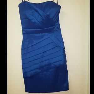 Max and Cleo Blue Straples Sweetheart Dress